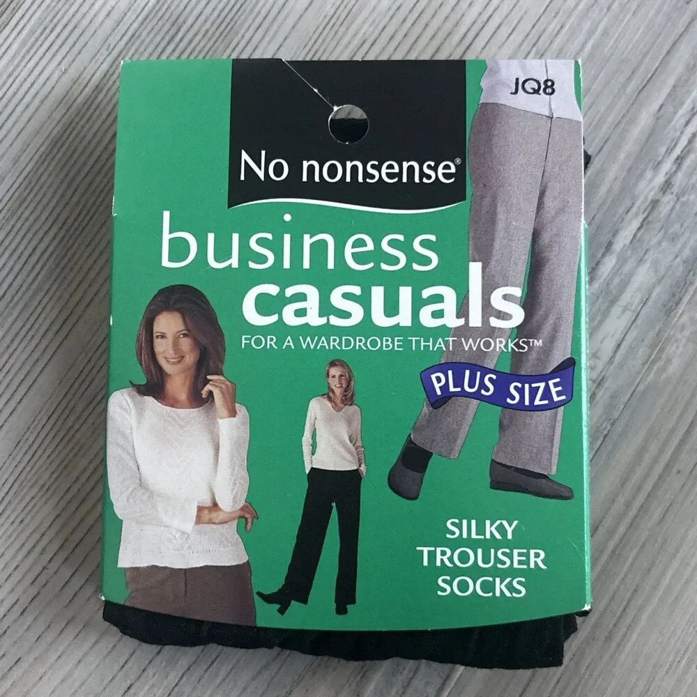 Vintage No Nonsense Business Casuals Plus Size Silky Trouser Socks JQ8 Black